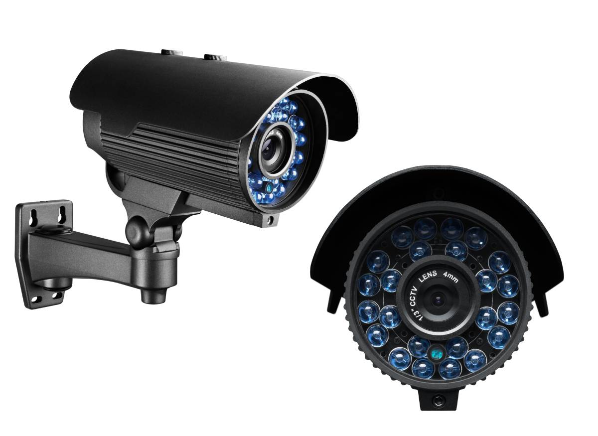 Black surveillance camera showing 4mm CCTV lens