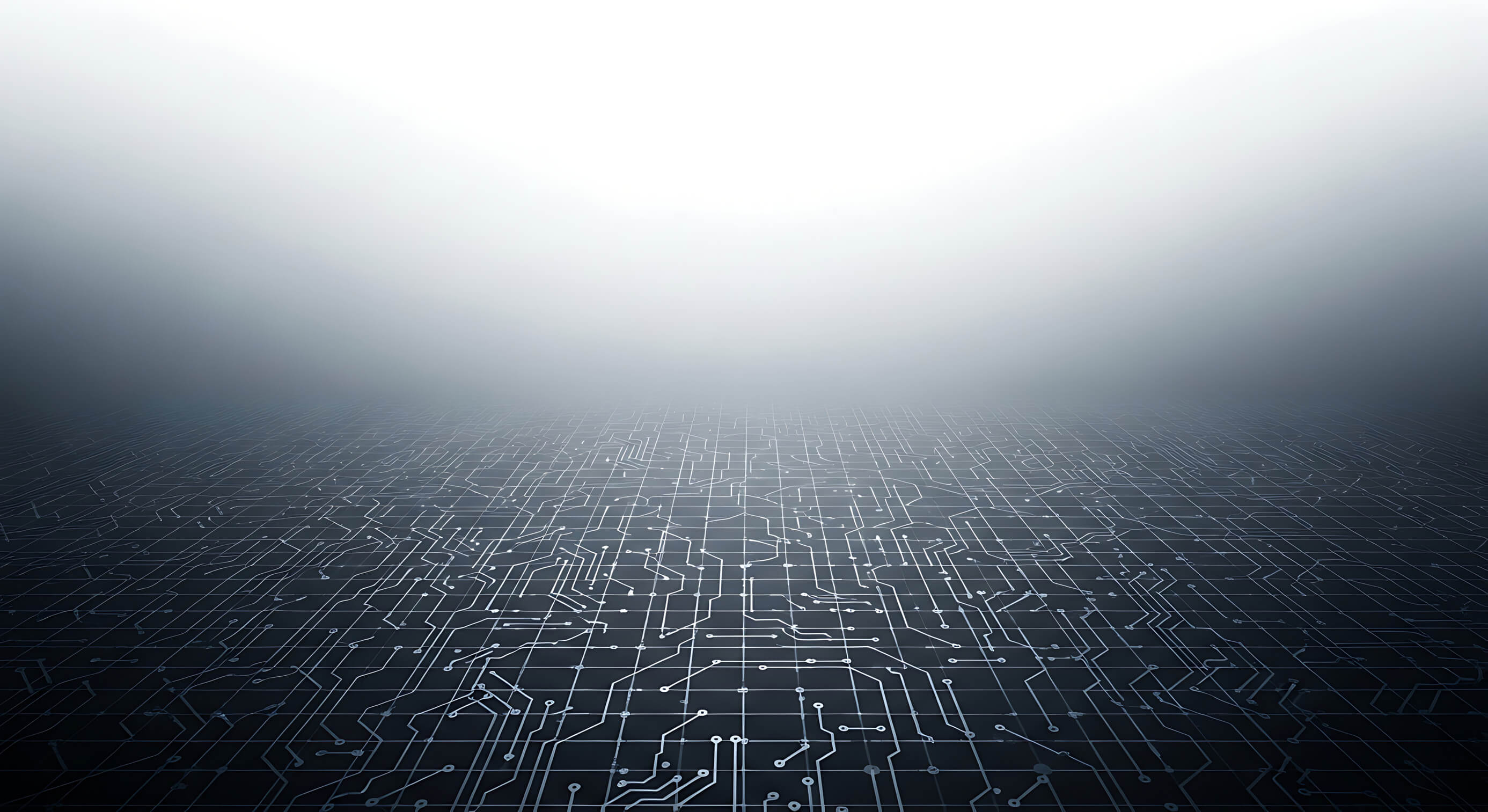 Circuit board in grayscale fading into background