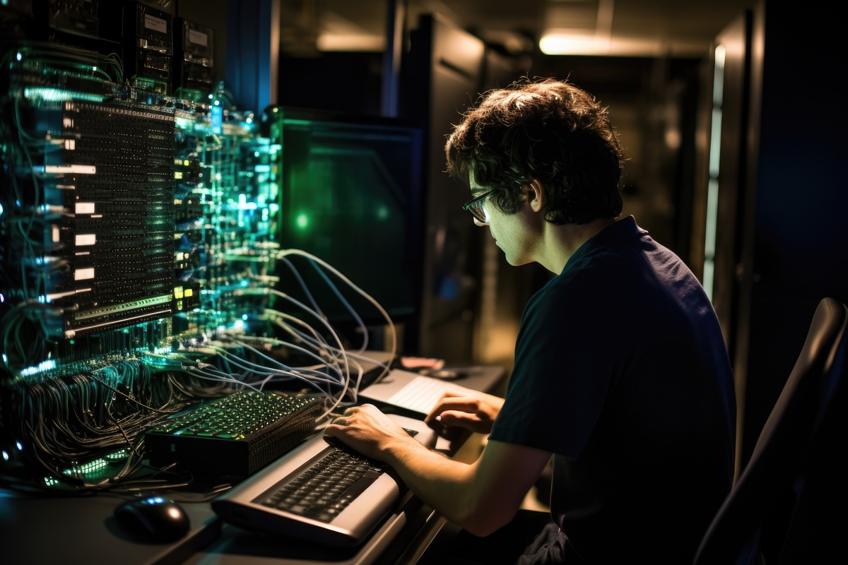 IT Technician working on computer.