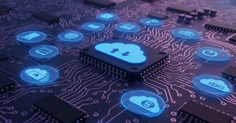 Cloud computing concept against circuit board background